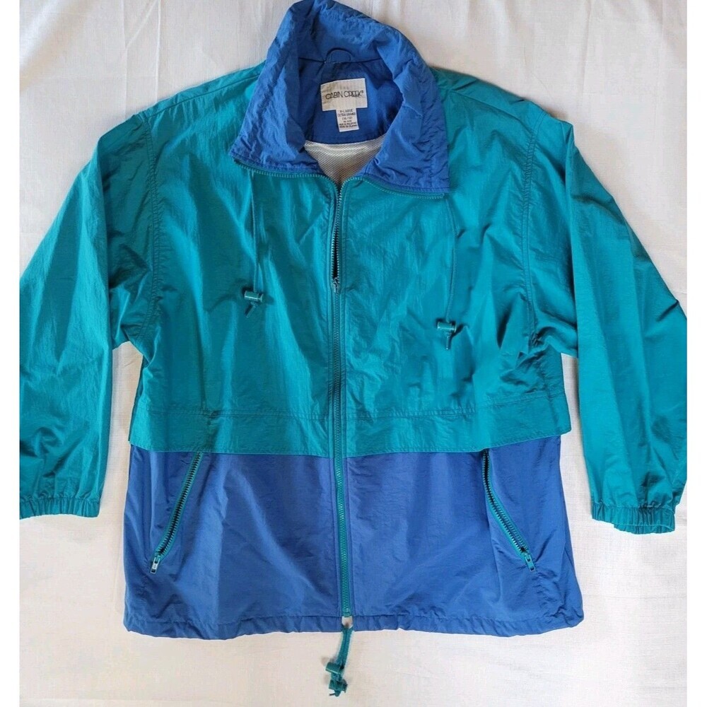 Vintage Cabin Creek Jacket Womens XL Multicolor Colorblock Nylon Retro 80s 90s